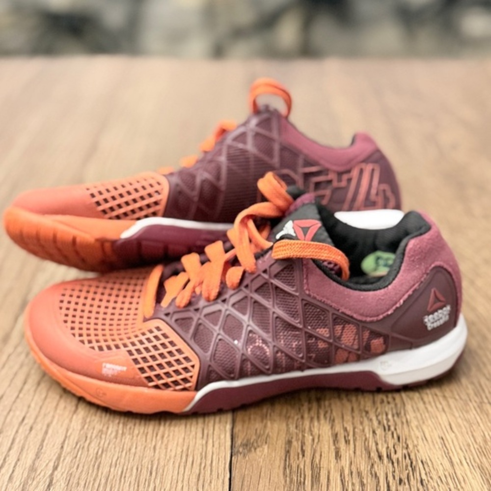 Reebok Crossfit 74 Maroon Orange Lace Up Athletic Sneakers Shoes Women's